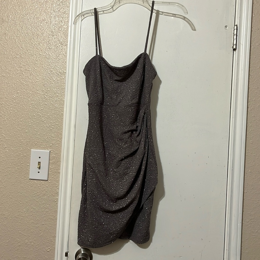 Silver glitter mini dress